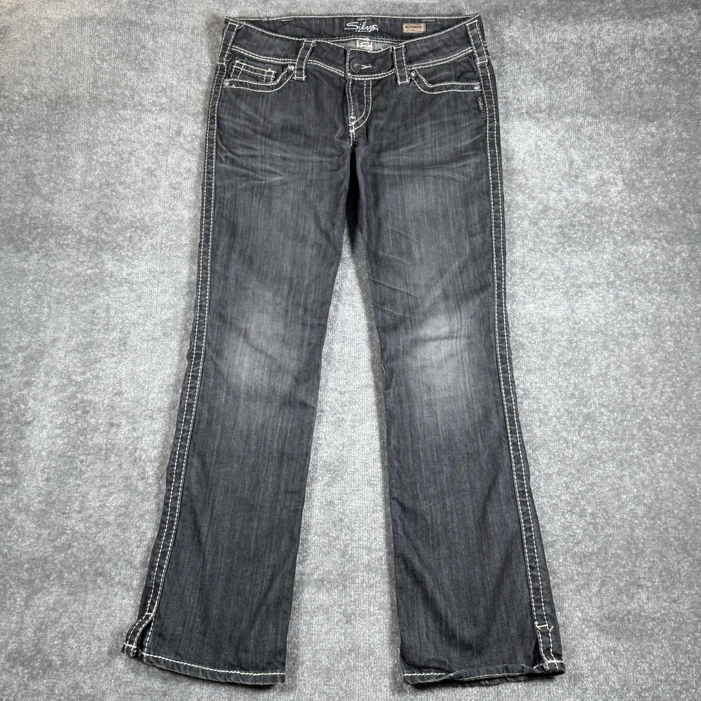 Silver Jeans Women's 31x32‎ Gray McKenzie Slim Bootcut Low Rise Pocket Flaps - Picture 2 of 10